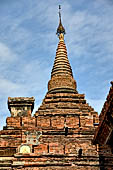 Bagan Myanmar. Sulamani temple. Details of the terraces and the small stupas at the corners. 